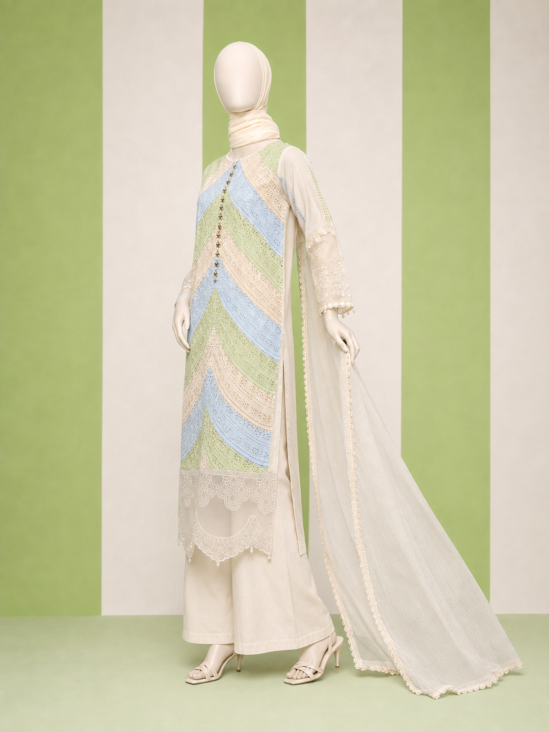 3 Piece - Embroidered COTTON SUIT - Image 4