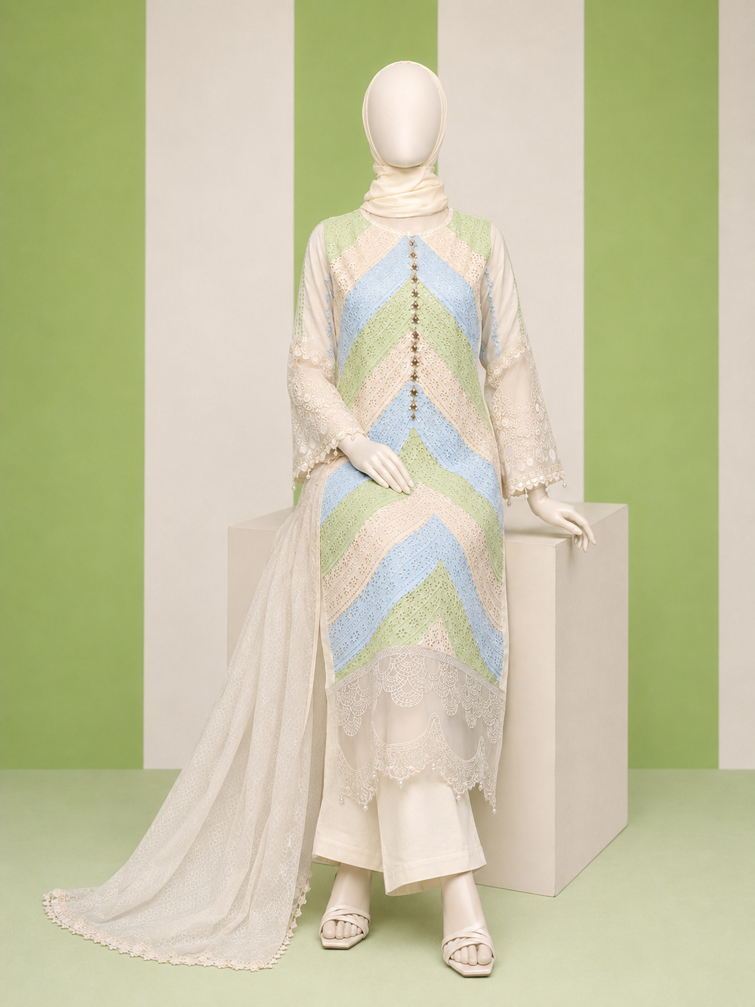 3 Piece - Embroidered COTTON SUIT - Image 5