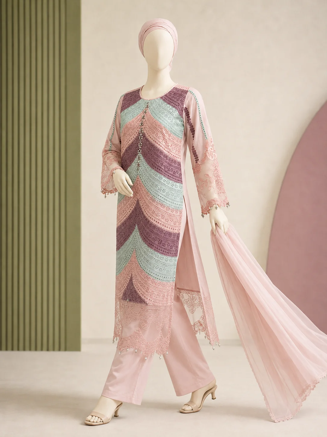 3 Piece - Embroidered COTTON SUIT - Image 4