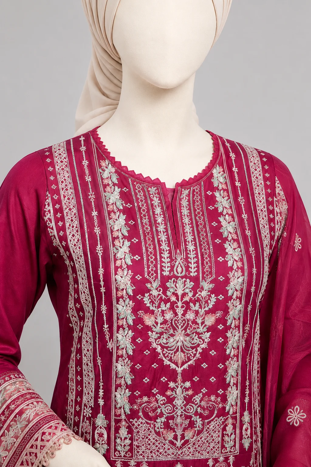 3 Piece - Embroidered COTTON SUIT - Image 2