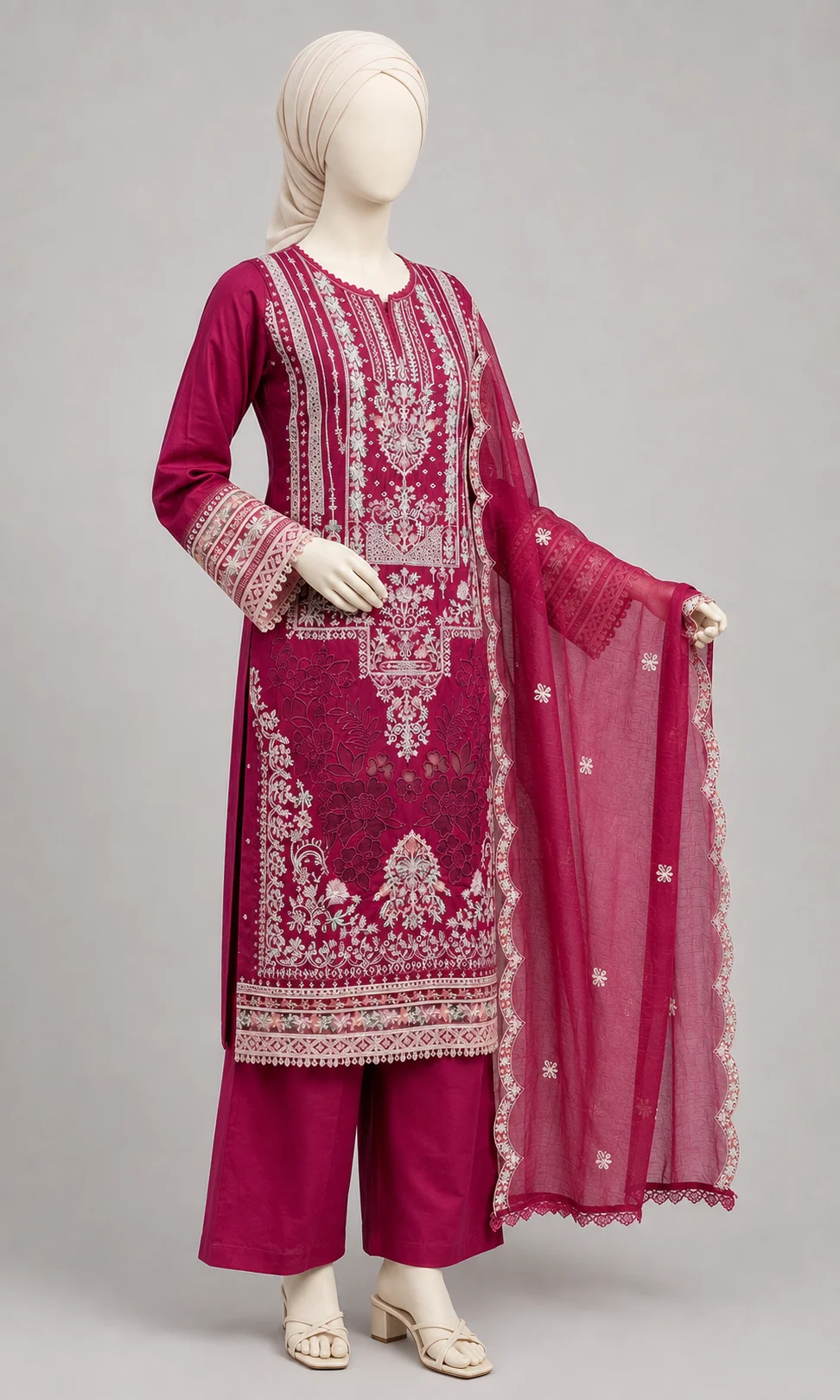 3 Piece - Embroidered COTTON SUIT - Image 4