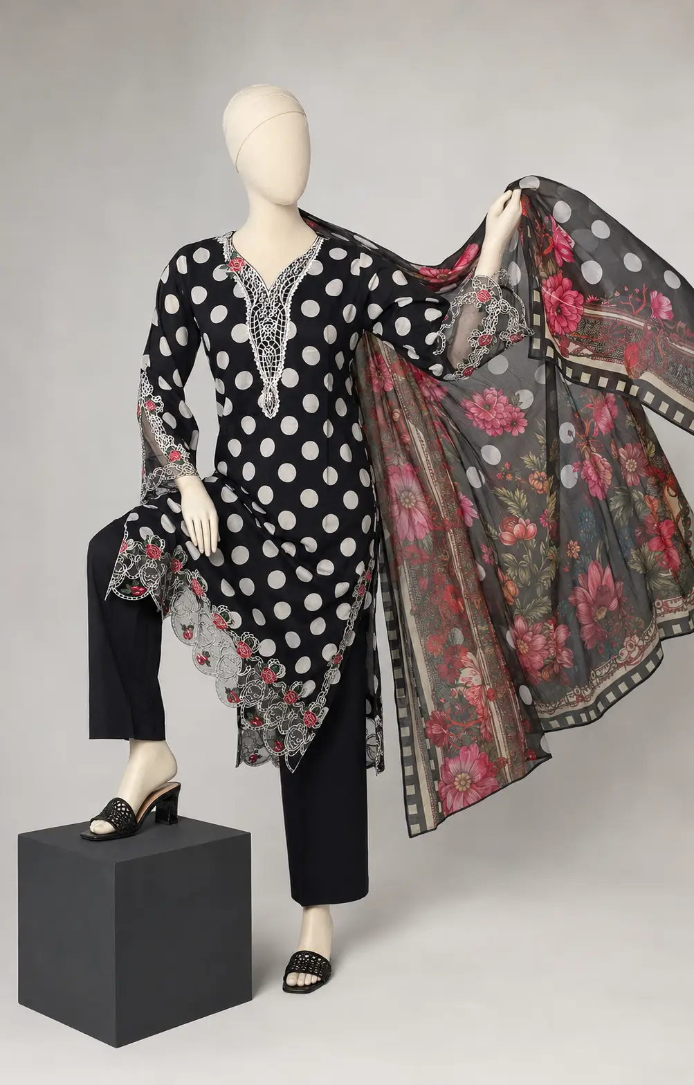 3 Piece - Embroidered COTTON SUIT - Image 4