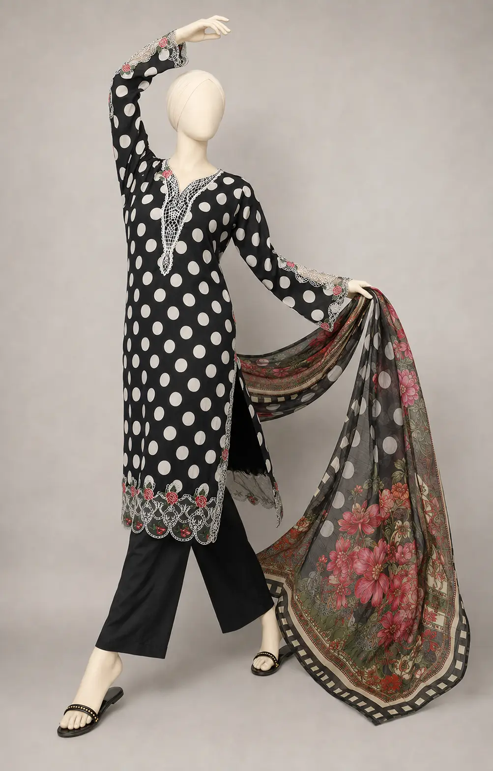 3 Piece - Embroidered COTTON SUIT - Image 5