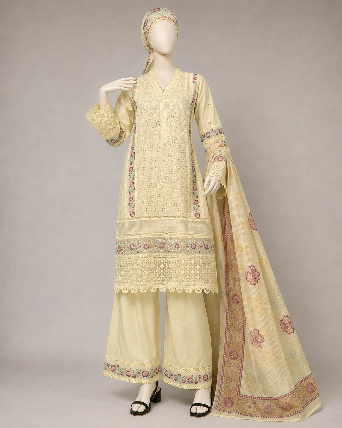 3 Piece - Embroidered COTTON SUIT - Image 4
