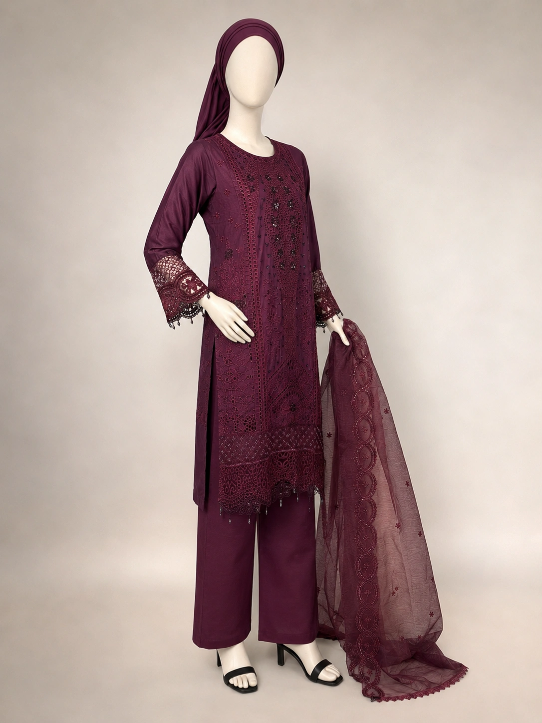 3 Piece - Embroidered COTTON SUIT - Image 4