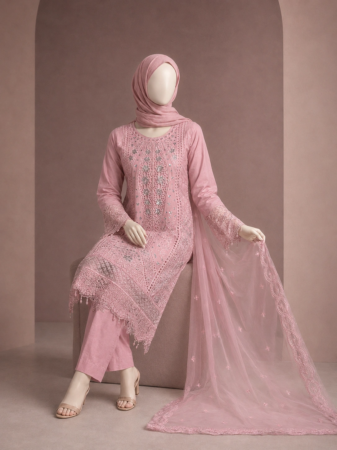 3 Piece - Embroidered COTTON SUIT - Image 4