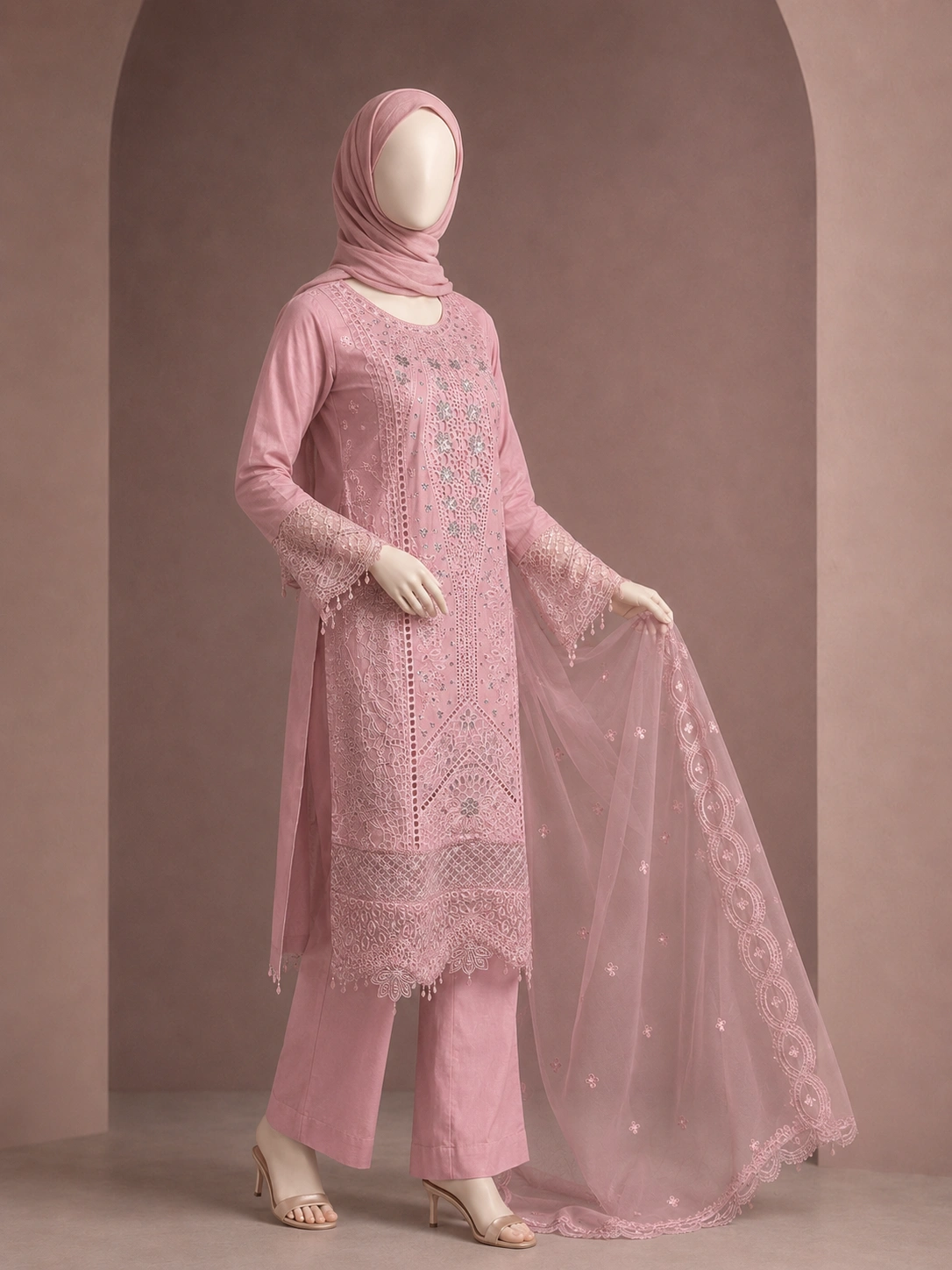 3 Piece - Embroidered COTTON SUIT - Image 5