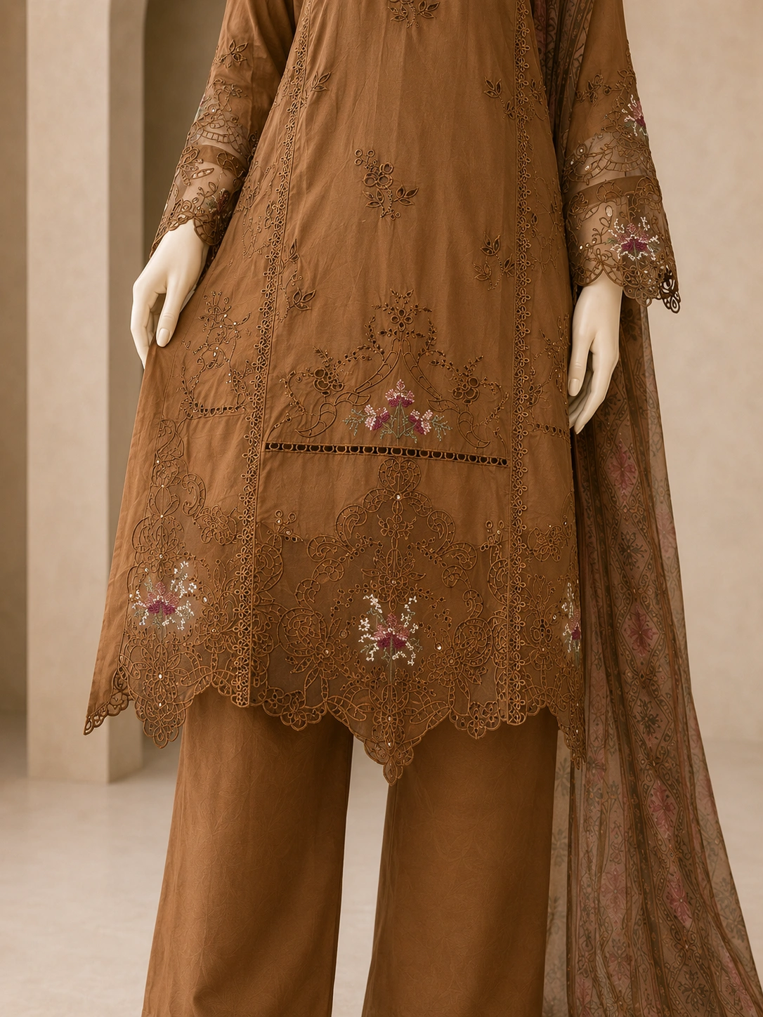 3 Piece - Embroidered COTTON SUIT - Image 3