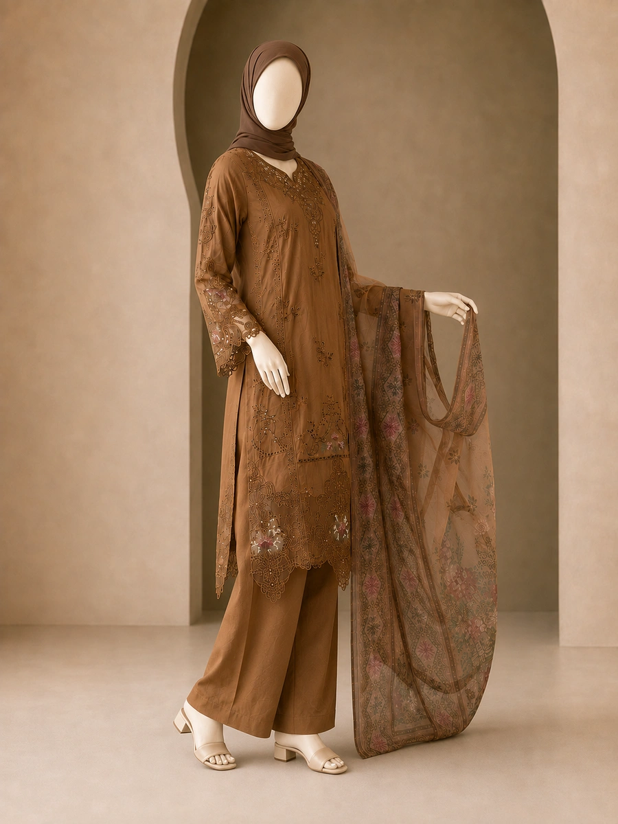3 Piece - Embroidered COTTON SUIT - Image 4