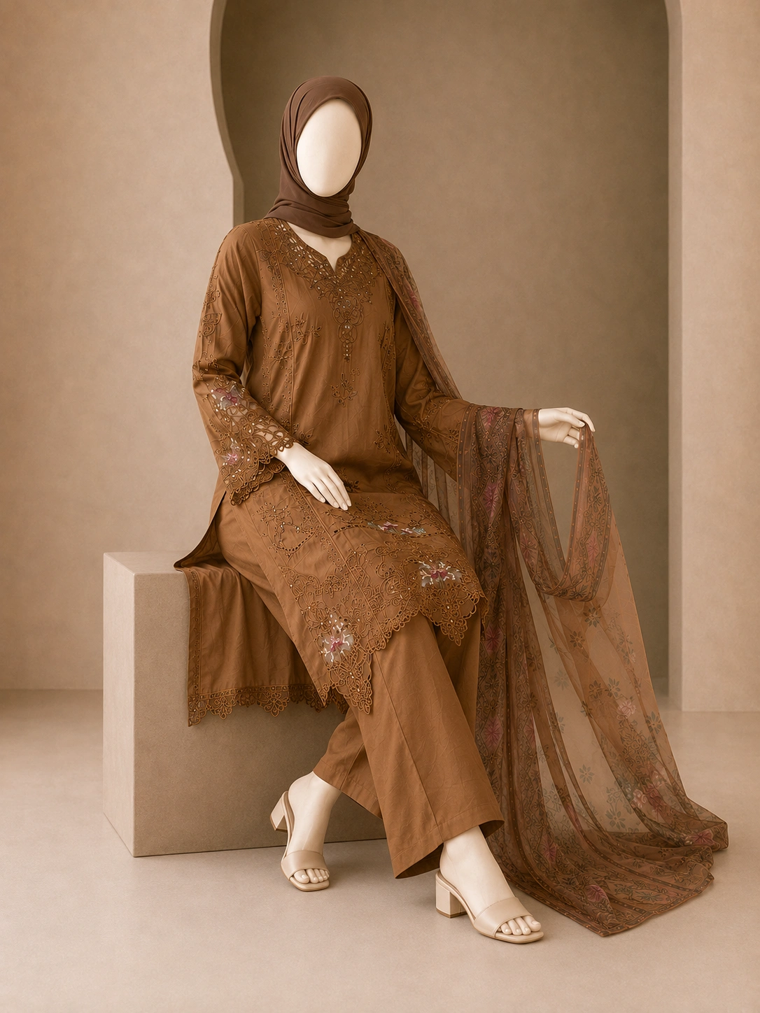 3 Piece - Embroidered COTTON SUIT - Image 5