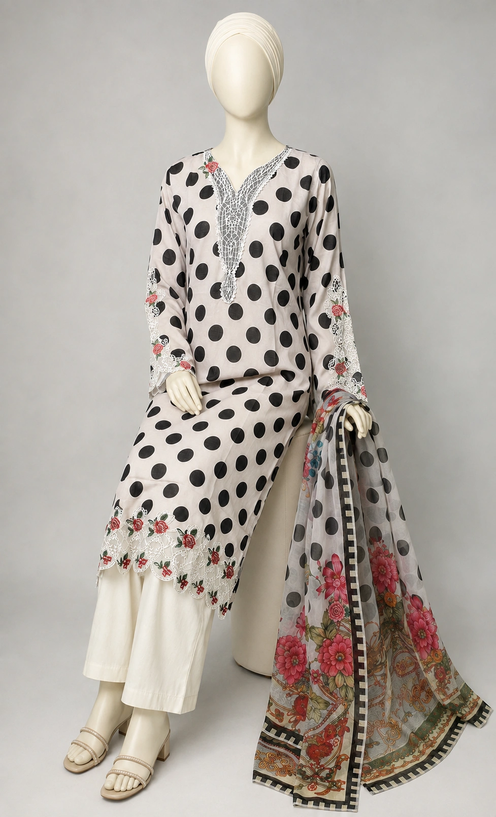 3 Piece - Embroidered COTTON SUIT - Image 4
