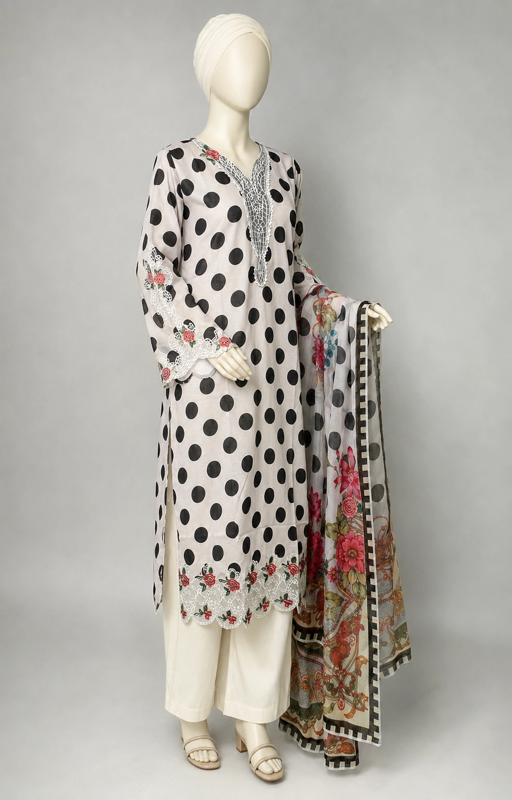 3 Piece - Embroidered COTTON SUIT - Image 5