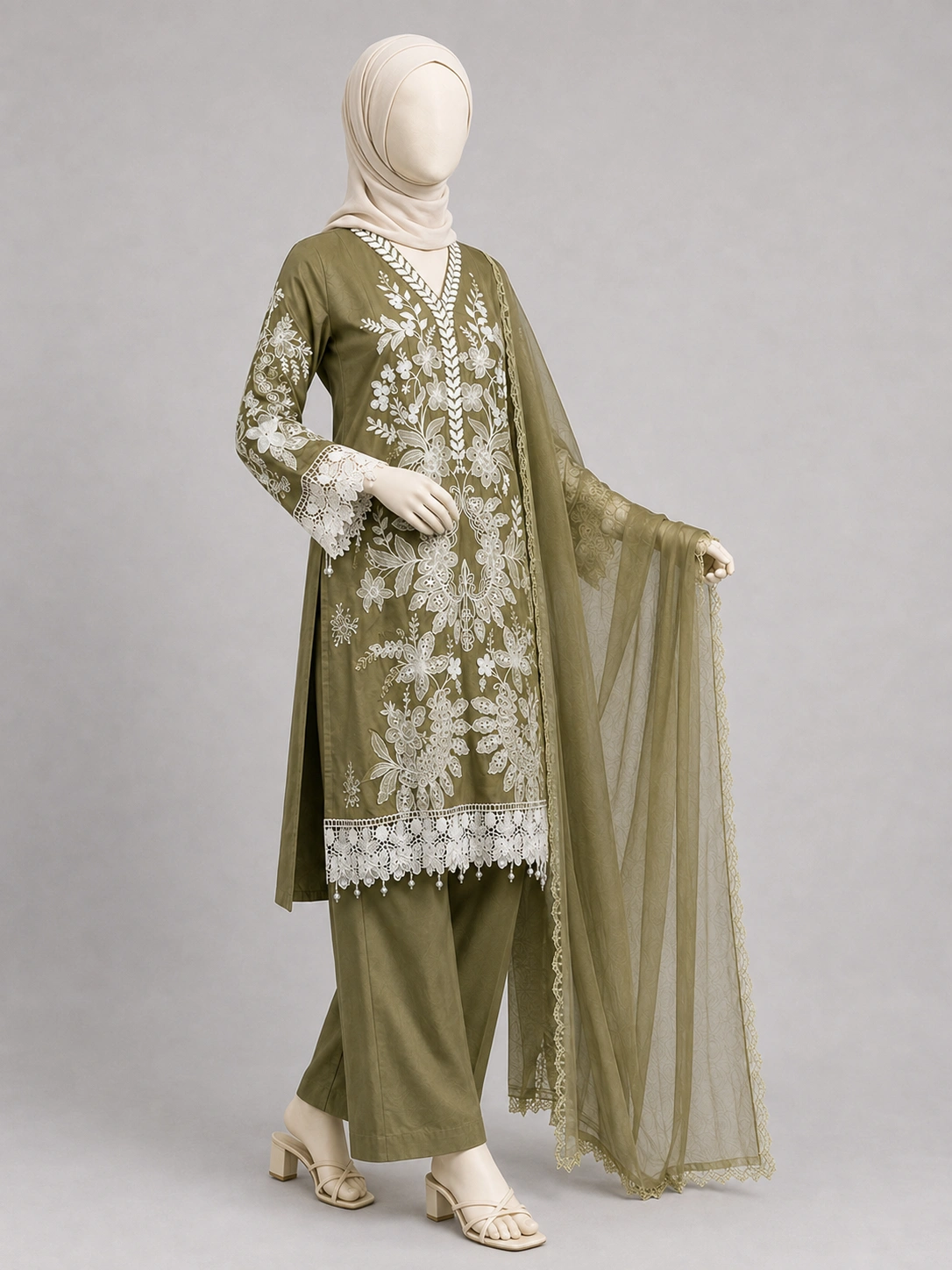 3 Piece - Embroidered COTTON SUIT - Image 4