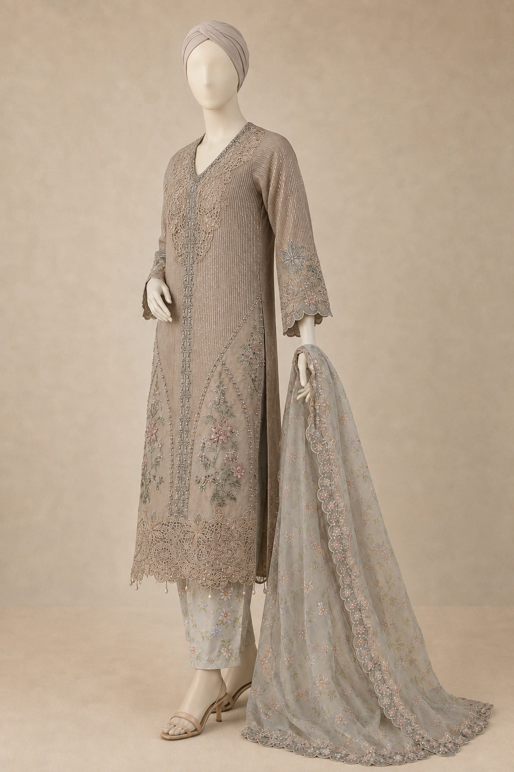 3 Piece - Embroidered COTTON SUIT - Image 5