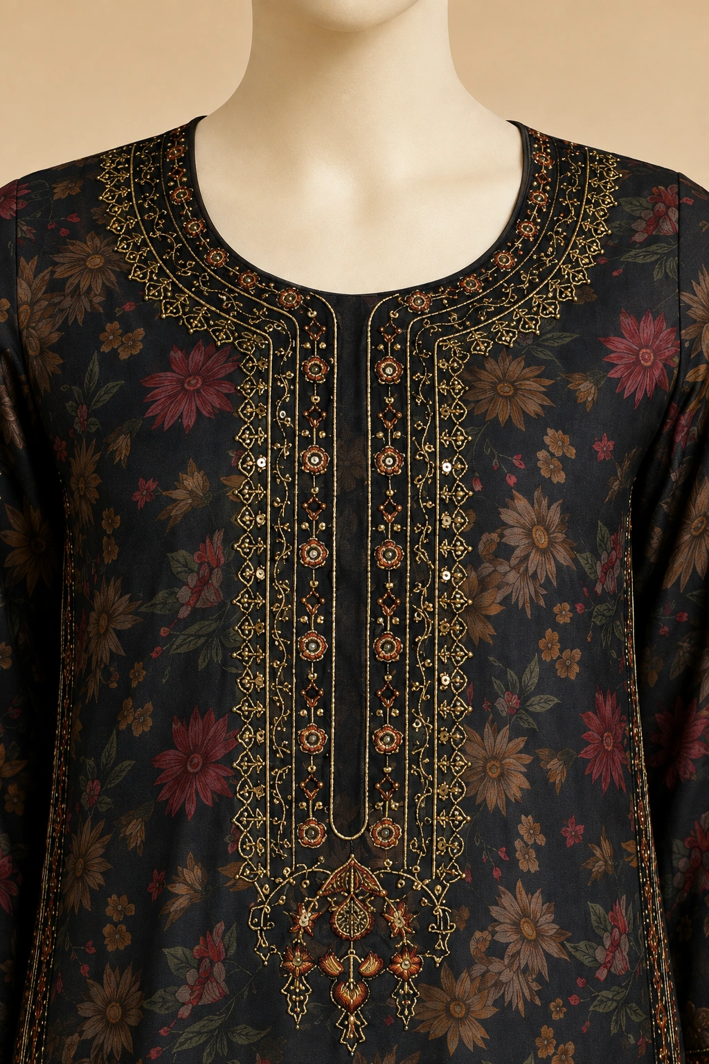 3 Piece - Embroidered PRIENTED SUIT Hover