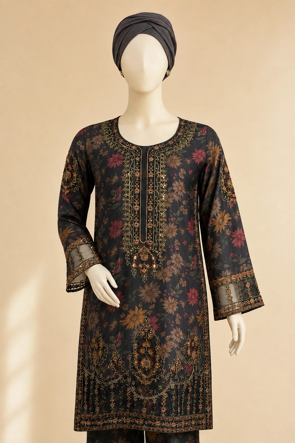 3 Piece - Embroidered PRIENTED SUIT - Image 4