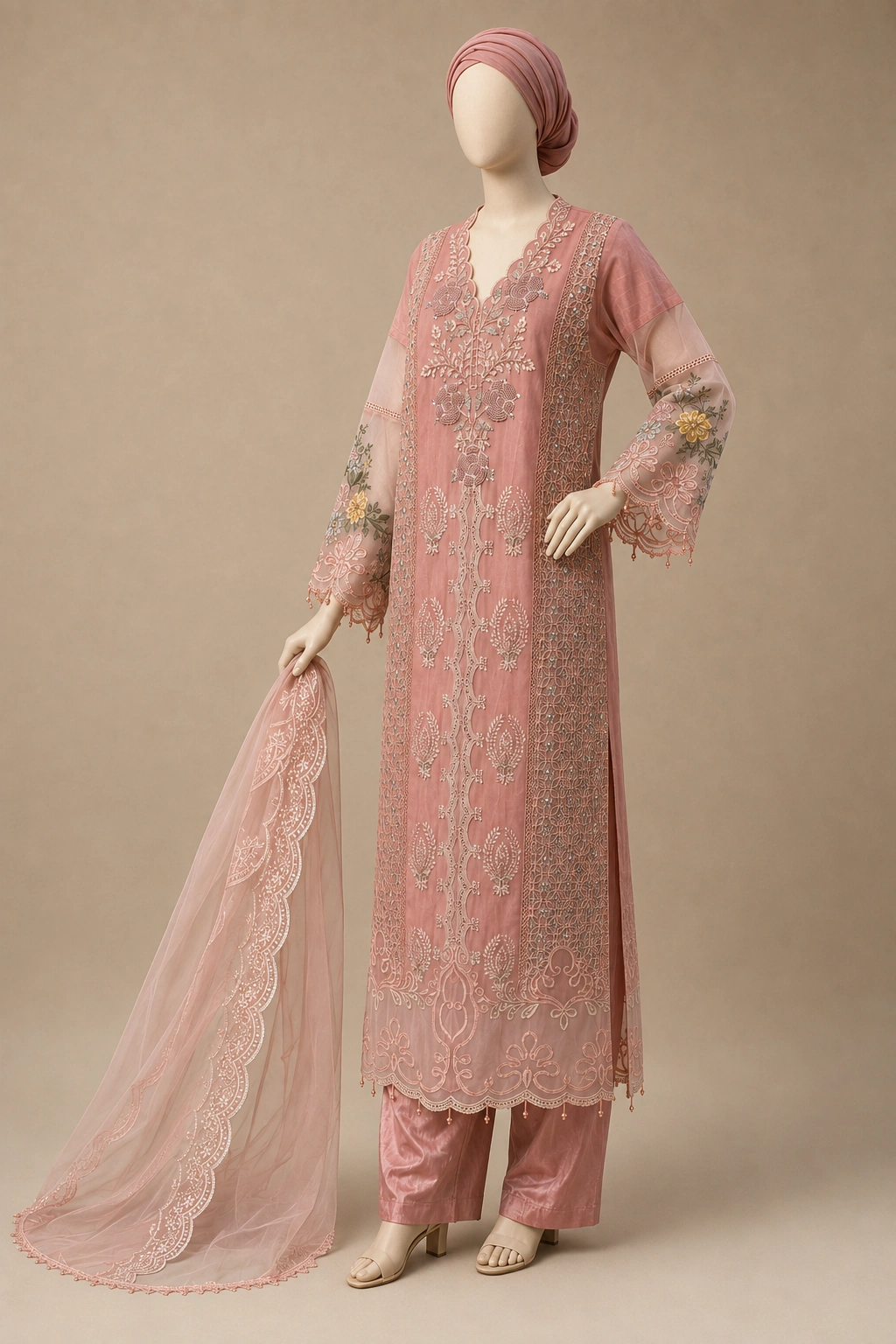 3 Piece - Embroidered COTTON SUIT - Image 4
