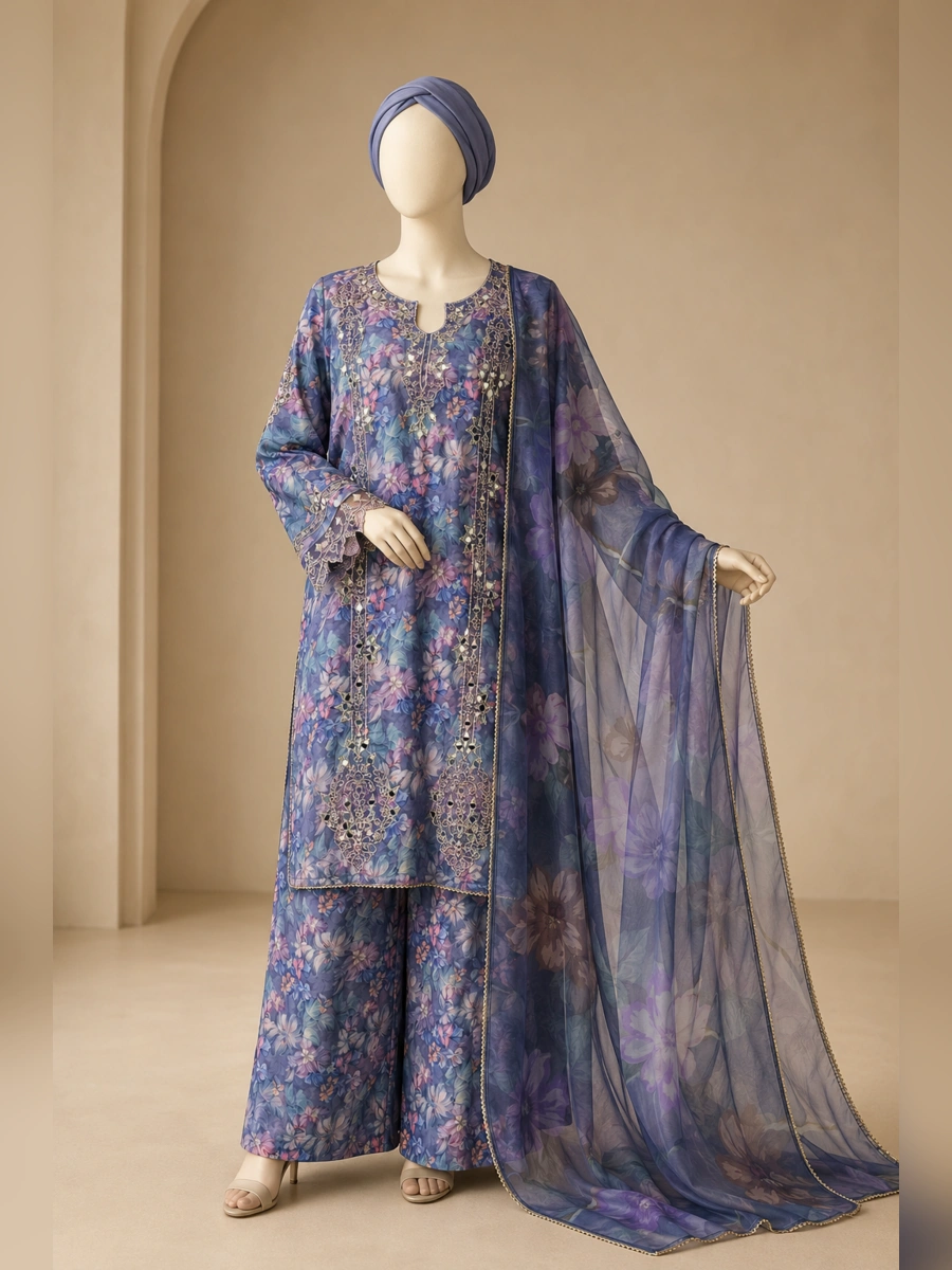 3 Piece - Embroidered Priented  SUIT