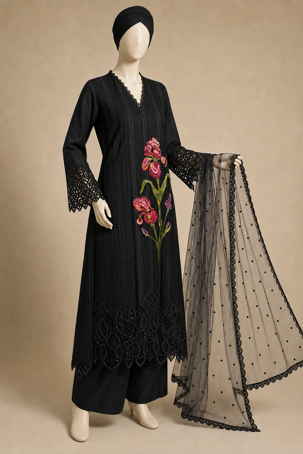 3 Piece - Embroidered COTTON SUIT - Image 4