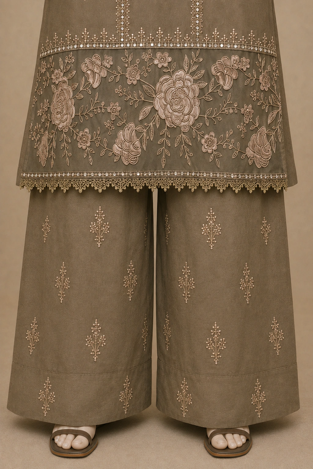 3 Piece - Embroidered COTTON SUIT - Image 3
