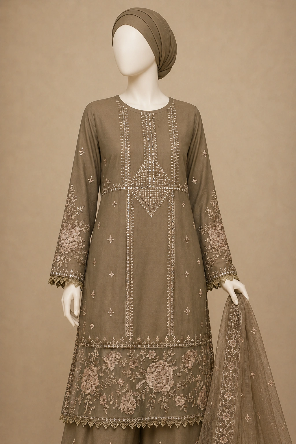 3 Piece - Embroidered COTTON SUIT - Image 4