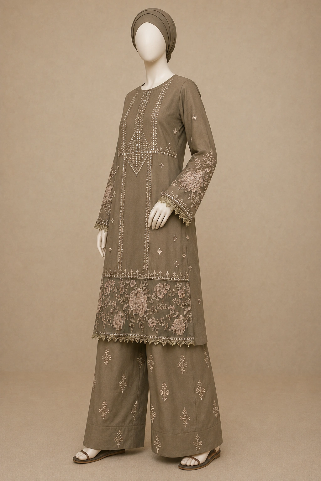 3 Piece - Embroidered COTTON SUIT - Image 5