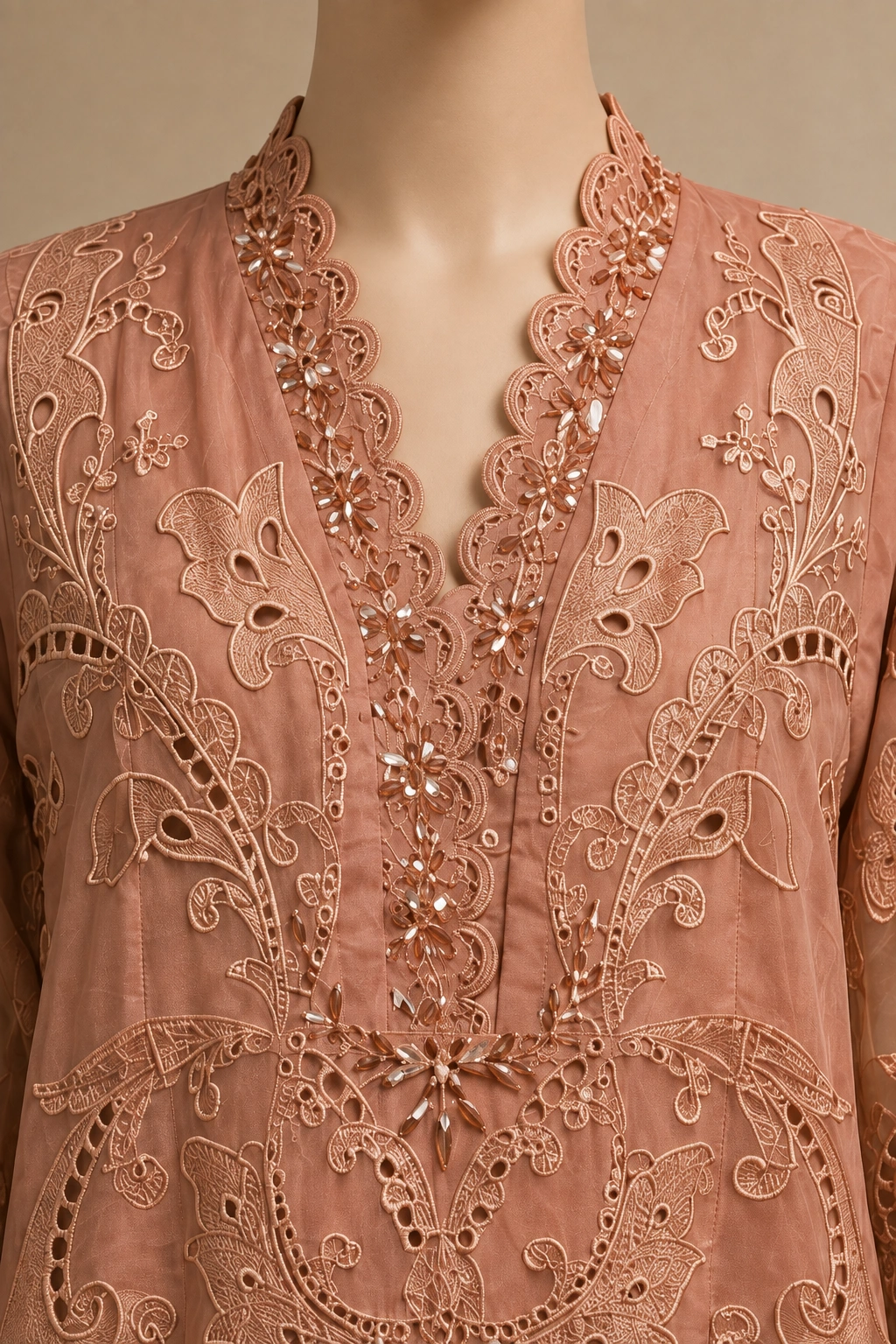 3 Piece - Embroidered Organza Suit Hover