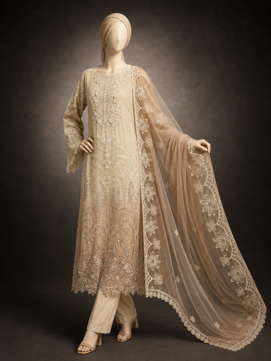 3 Piece - Embroidered COTTON SUIT - Image 4