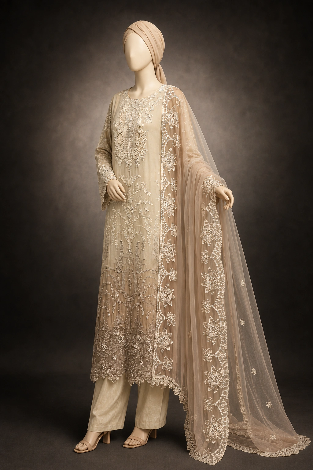3 Piece - Embroidered COTTON SUIT - Image 5