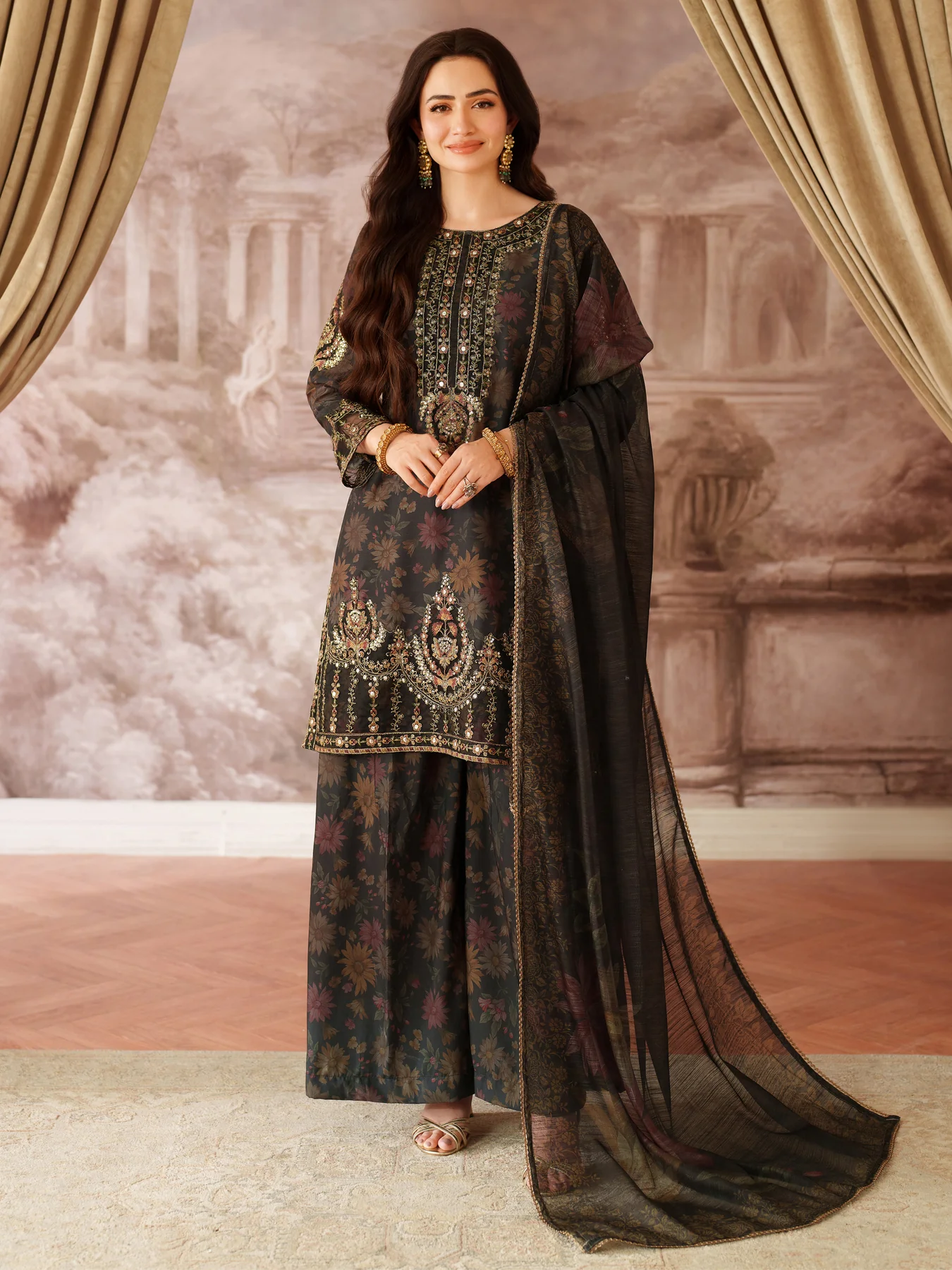 (BLP-02) 3 Piece - Embroidered PRINTED SUIT
