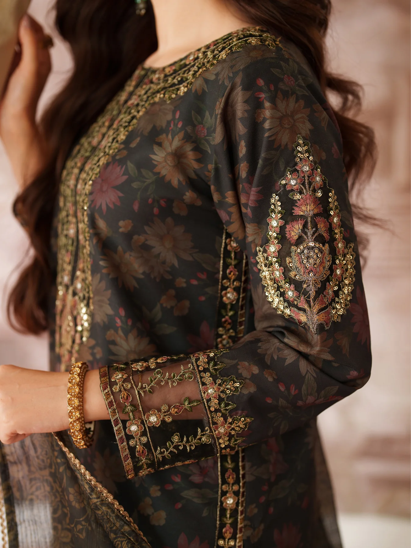 (BLP-02) 3 Piece - Embroidered PRINTED SUIT - Image 6
