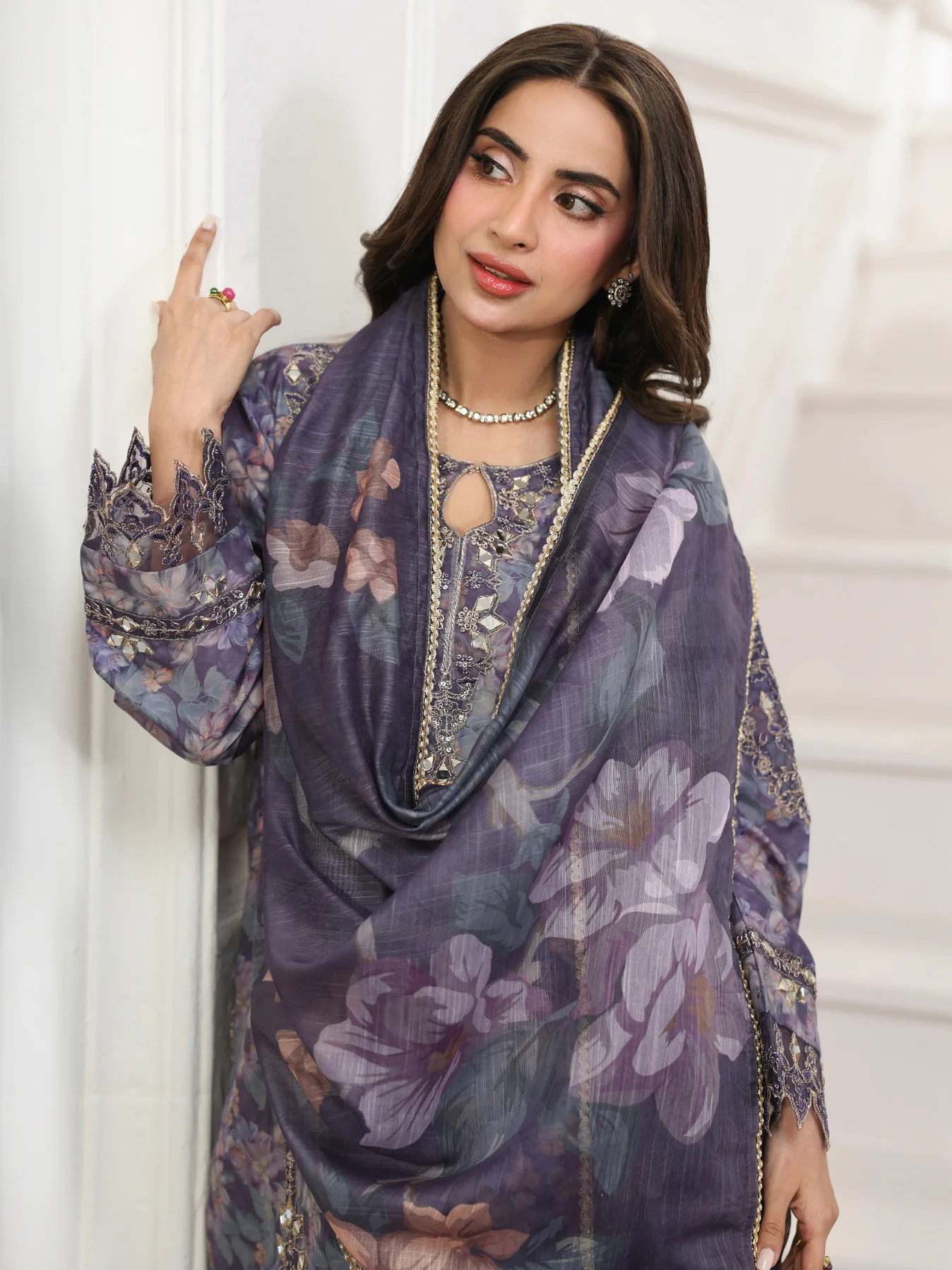 (BLP03) 3 Piece - Embroidered Printed  SUIT - Image 6
