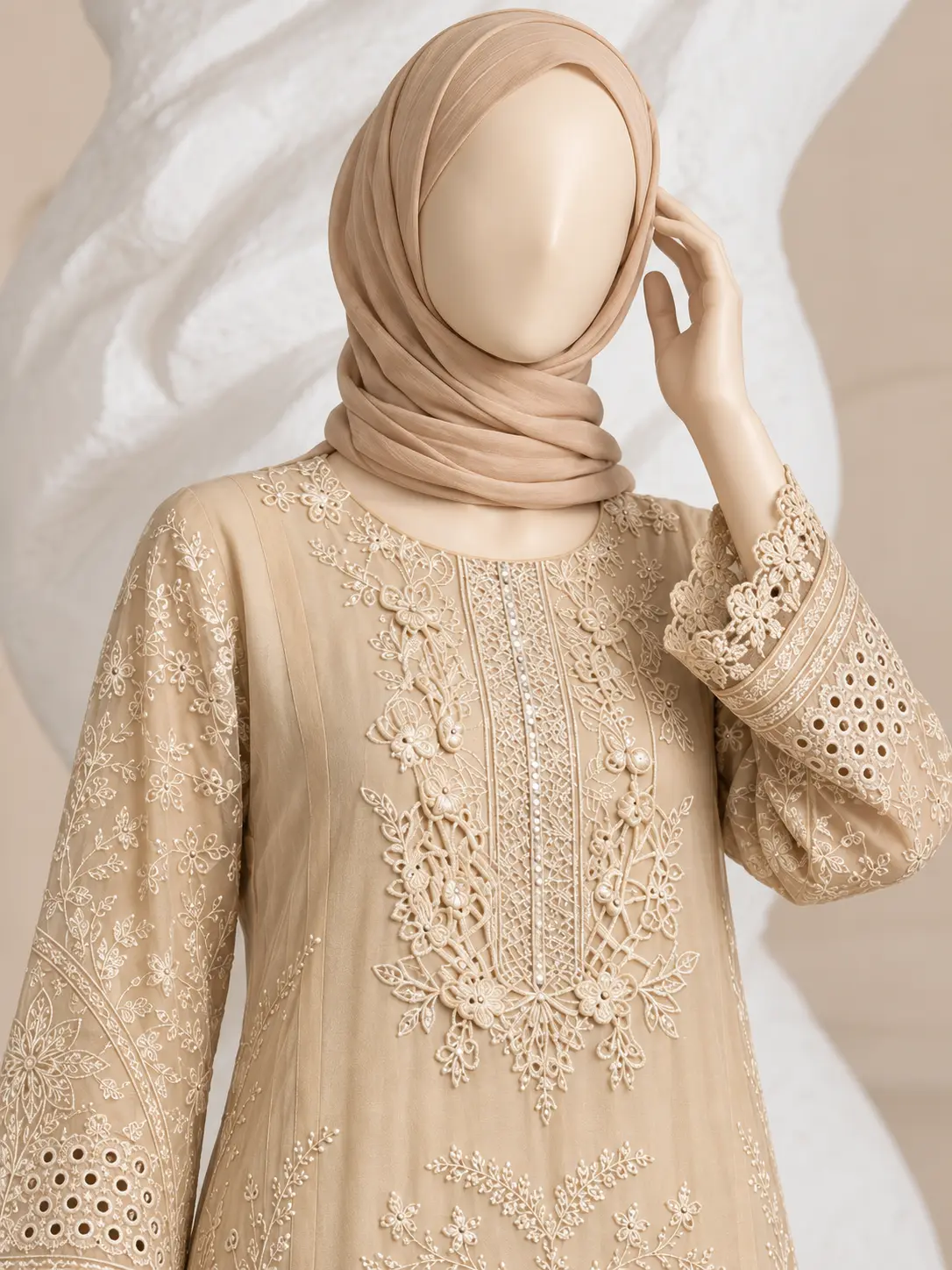 (F-44) 3 Piece - Embroidered CHIFOON SUIT Hover
