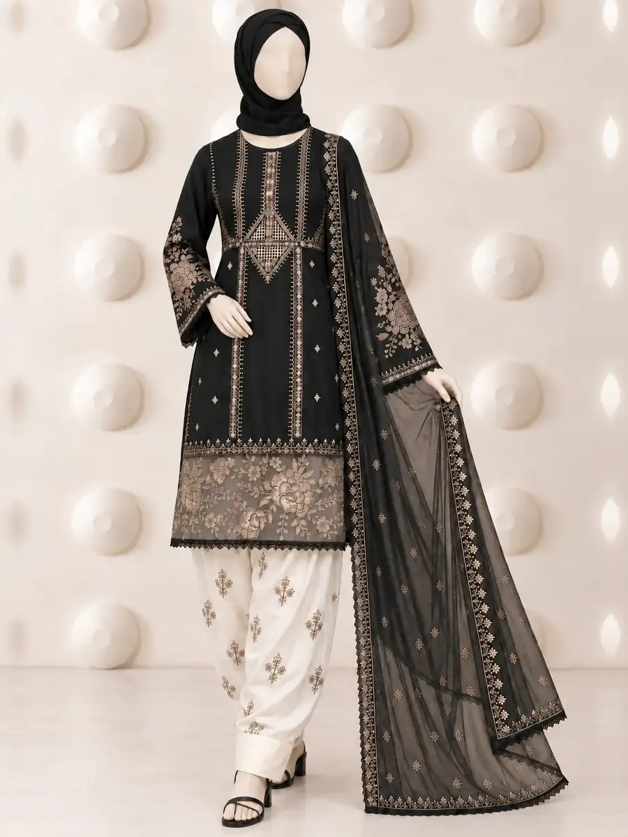 (CT-39) - Embroidered COTTON SUIT 3 PIECE