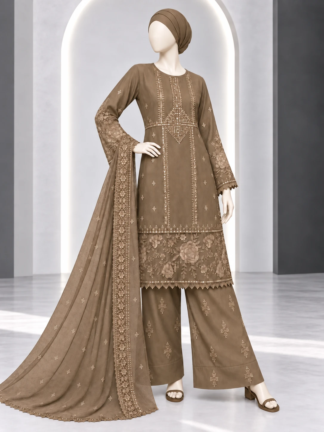 (CT- 39)- Embroidered COTTON SUIT 3 PIECE