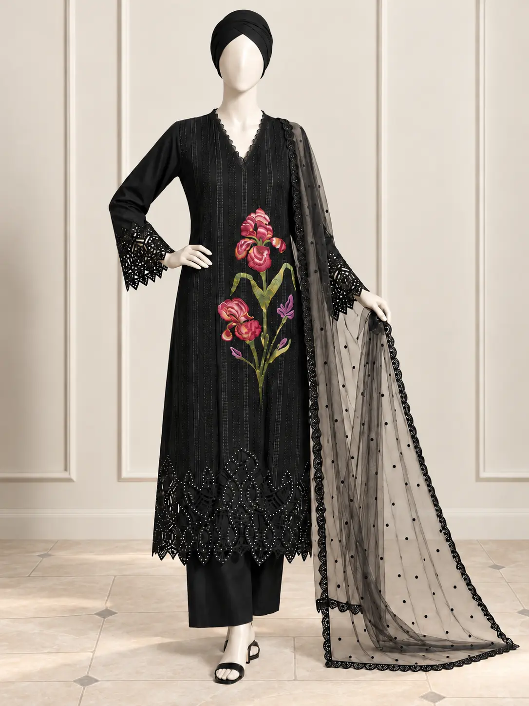 (CT-42) 3 Piece - Embroidered COTTON SUIT