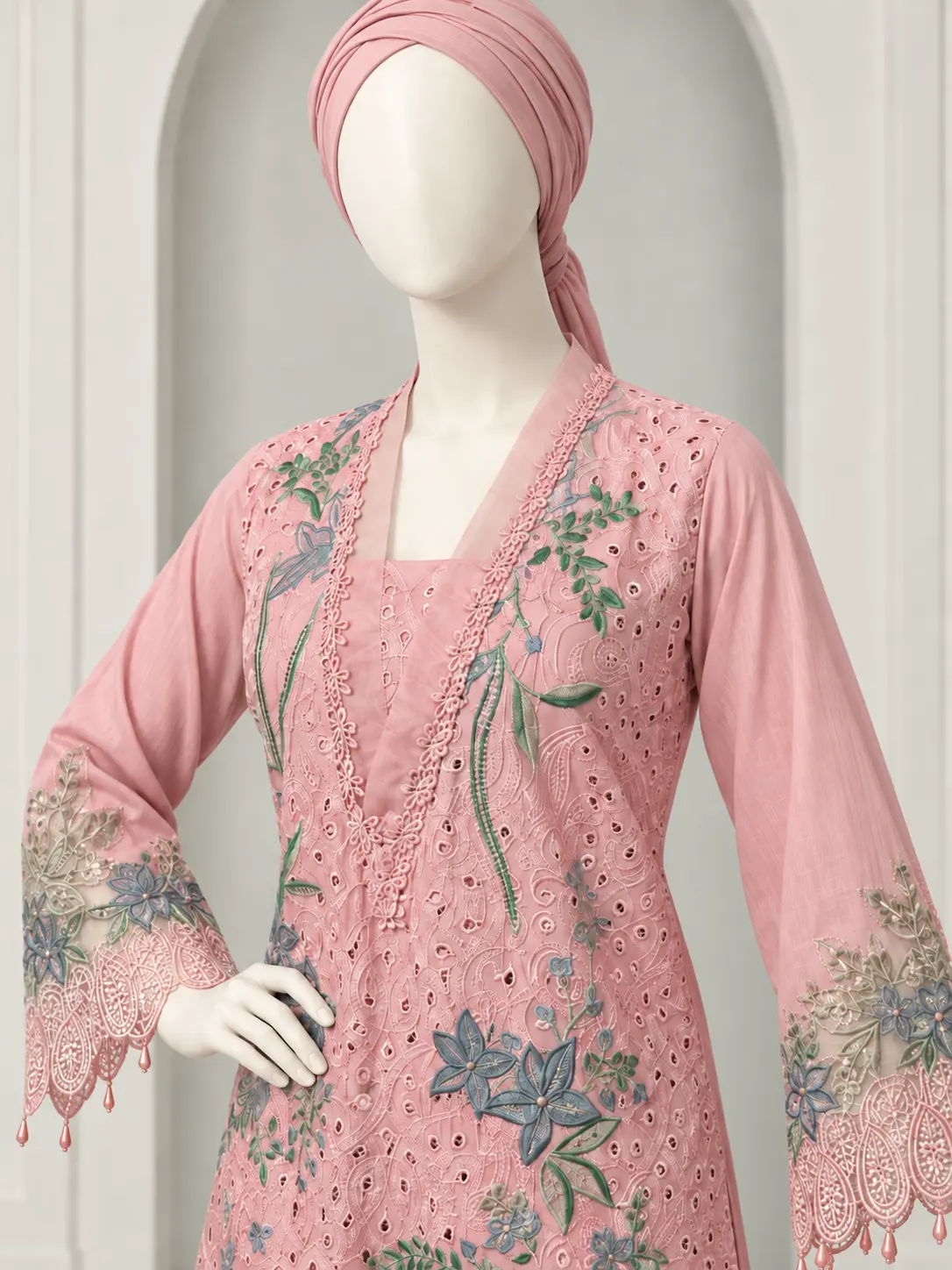 (CT-36) 3 Piece - Embroidered cotton Suit - Alternate View