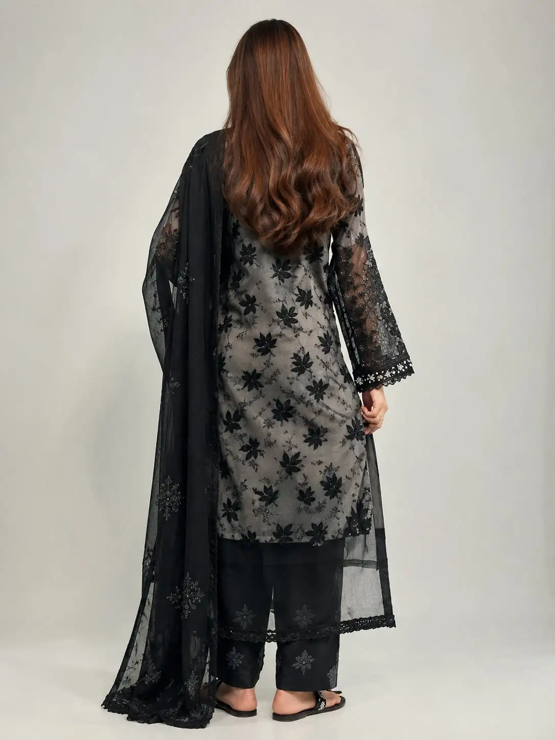 (F-41) 3 Piece - Embroidered ORGANZA  SUIT - Image 5