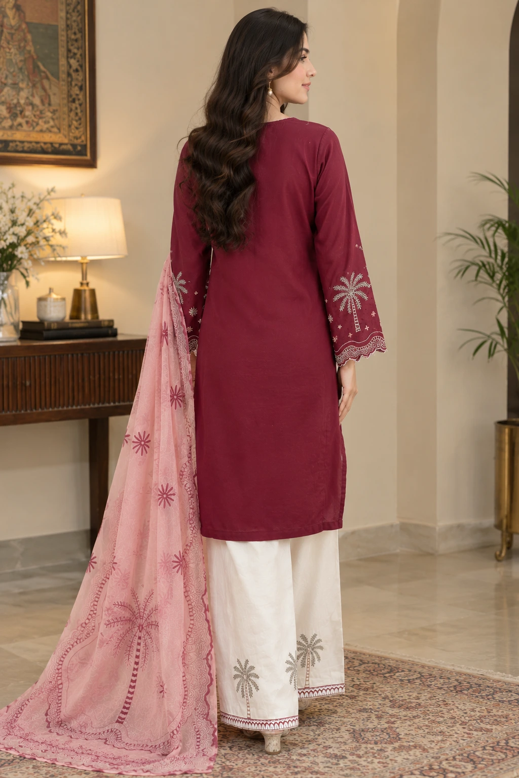 (ECO-12) 3 Piece - Embroidered VISCOS Suit - Image 5