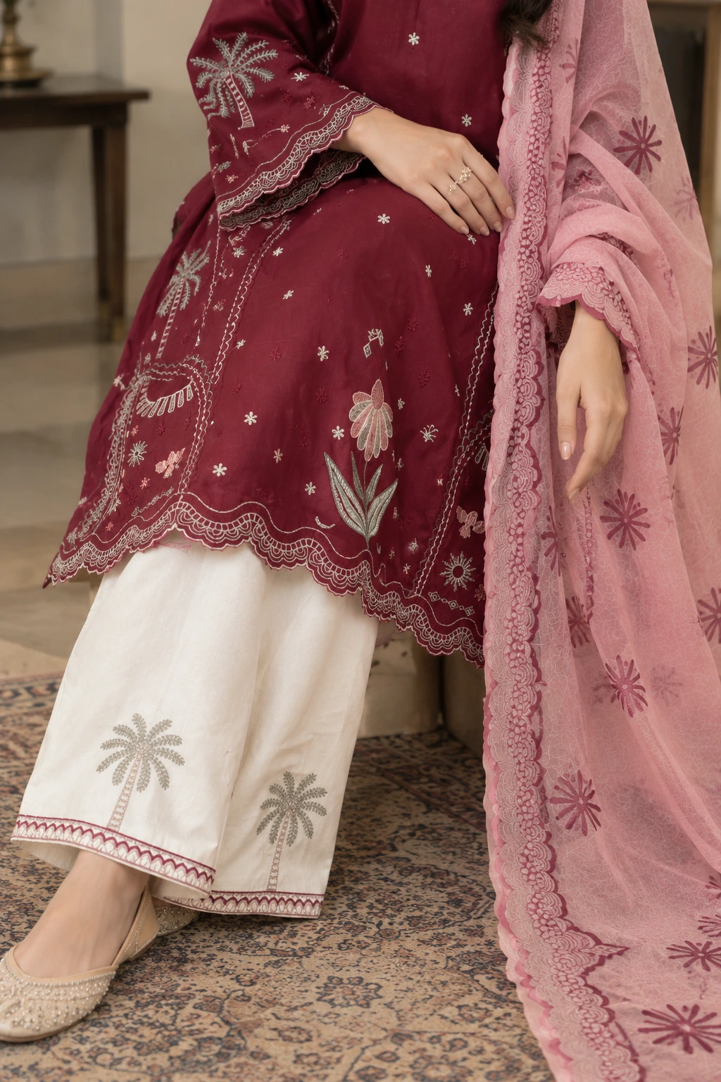(ECO-12) 3 Piece - Embroidered VISCOS Suit - Image 3